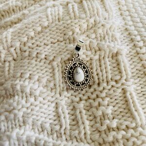 Elegant Sterling Silver and White Howlite Gemstone Teardrop Pendant